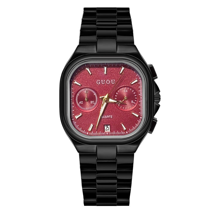 Stylish Square Quartz Watch with Calendar for Women