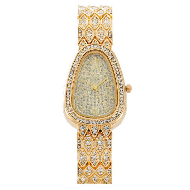 Women's Luxury Snake Bracelet Watch – Full Diamond Quartz Timepiece