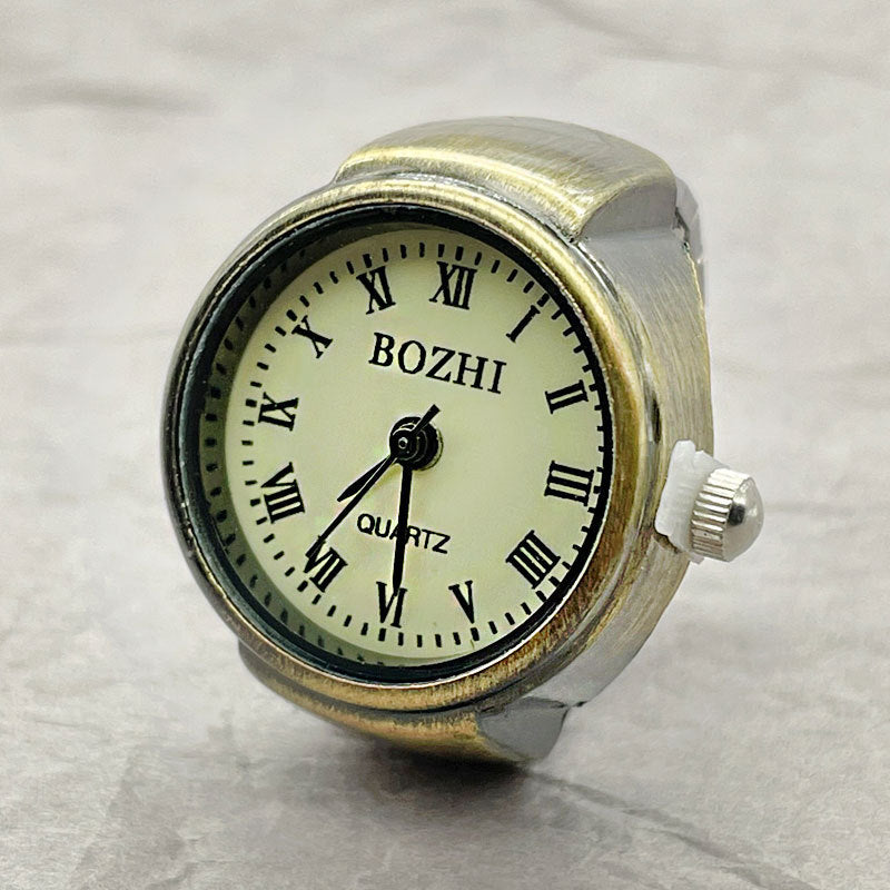 Vintage Unisex Roman Numeral Ring Watch – Mini Quartz Finger Watch