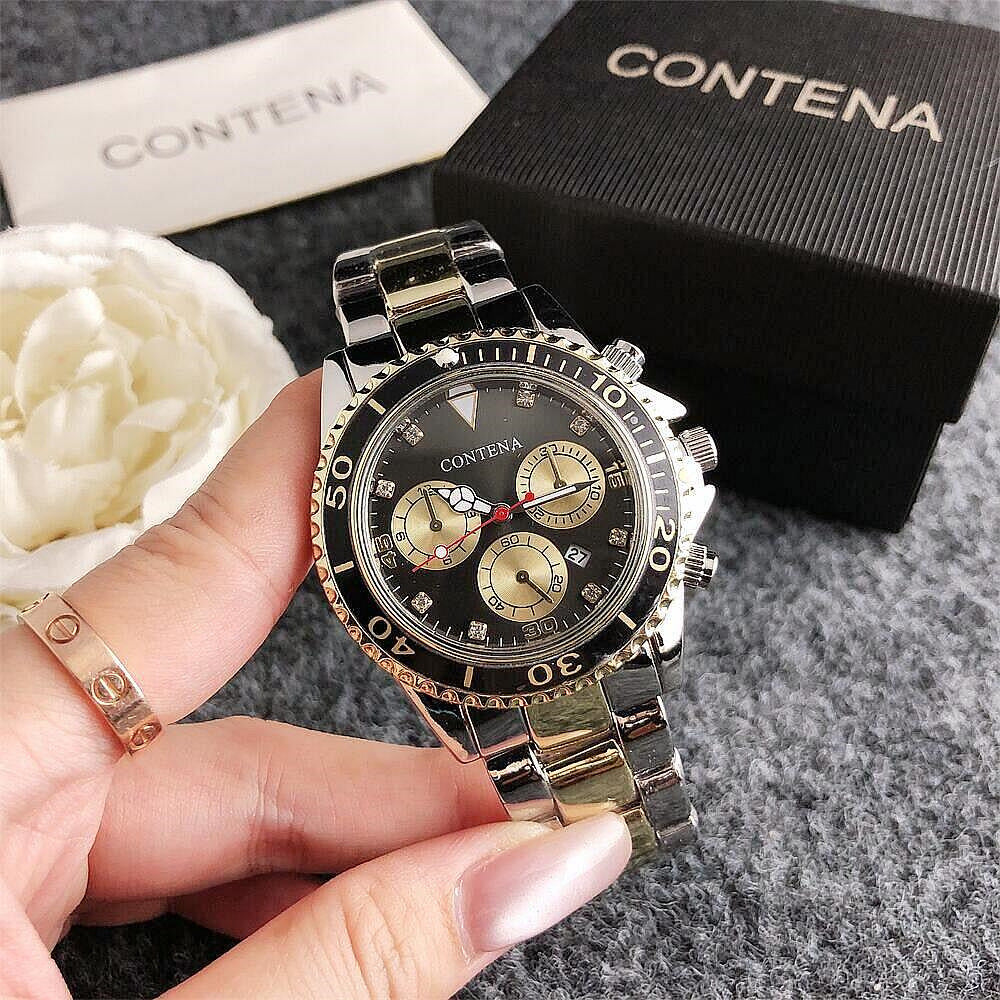 Unisex Three-Eye Quartz Watch with Steel Strap