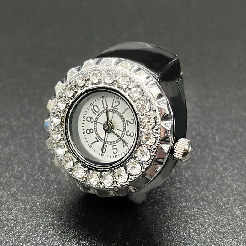 Unisex Luxury Diamond Ring Watch – Adjustable Quartz Finger Watch