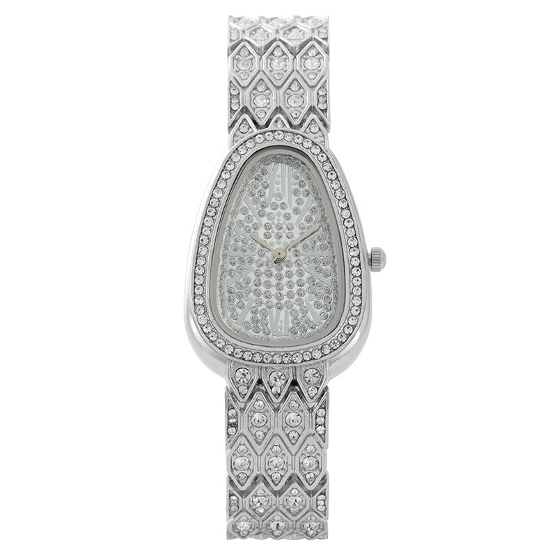 Women's Luxury Snake Bracelet Watch – Full Diamond Quartz Timepiece