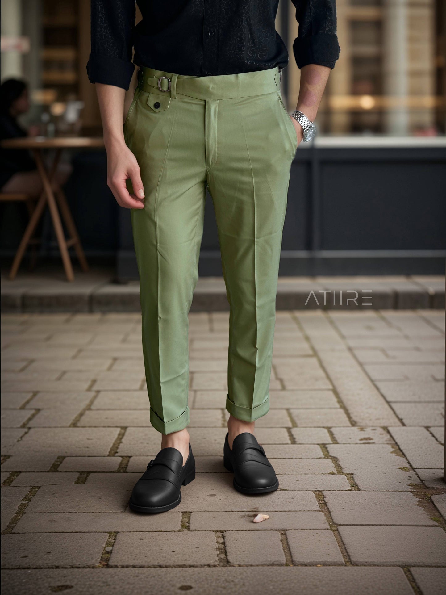 PISTA SINGLE PLEATED BUCKLE GURKHA PANTS BY ATIIRE