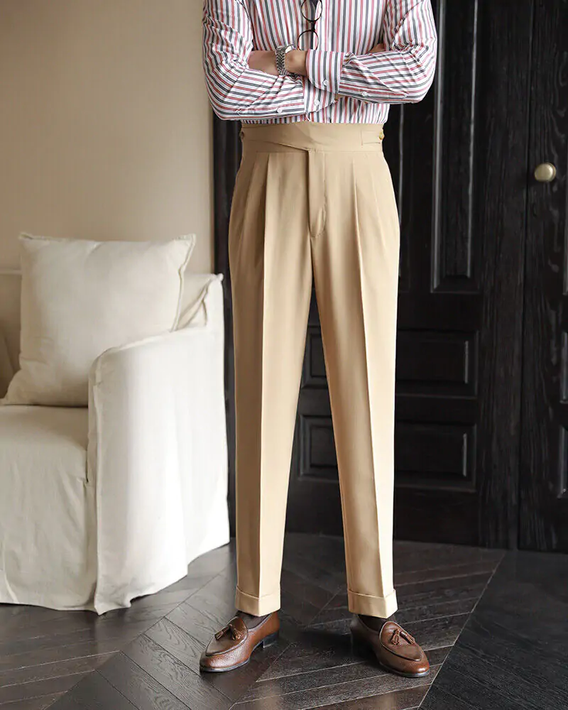 BIEGE CLASSIC BUTTONED GURKHA PANTS BY ATIIRE