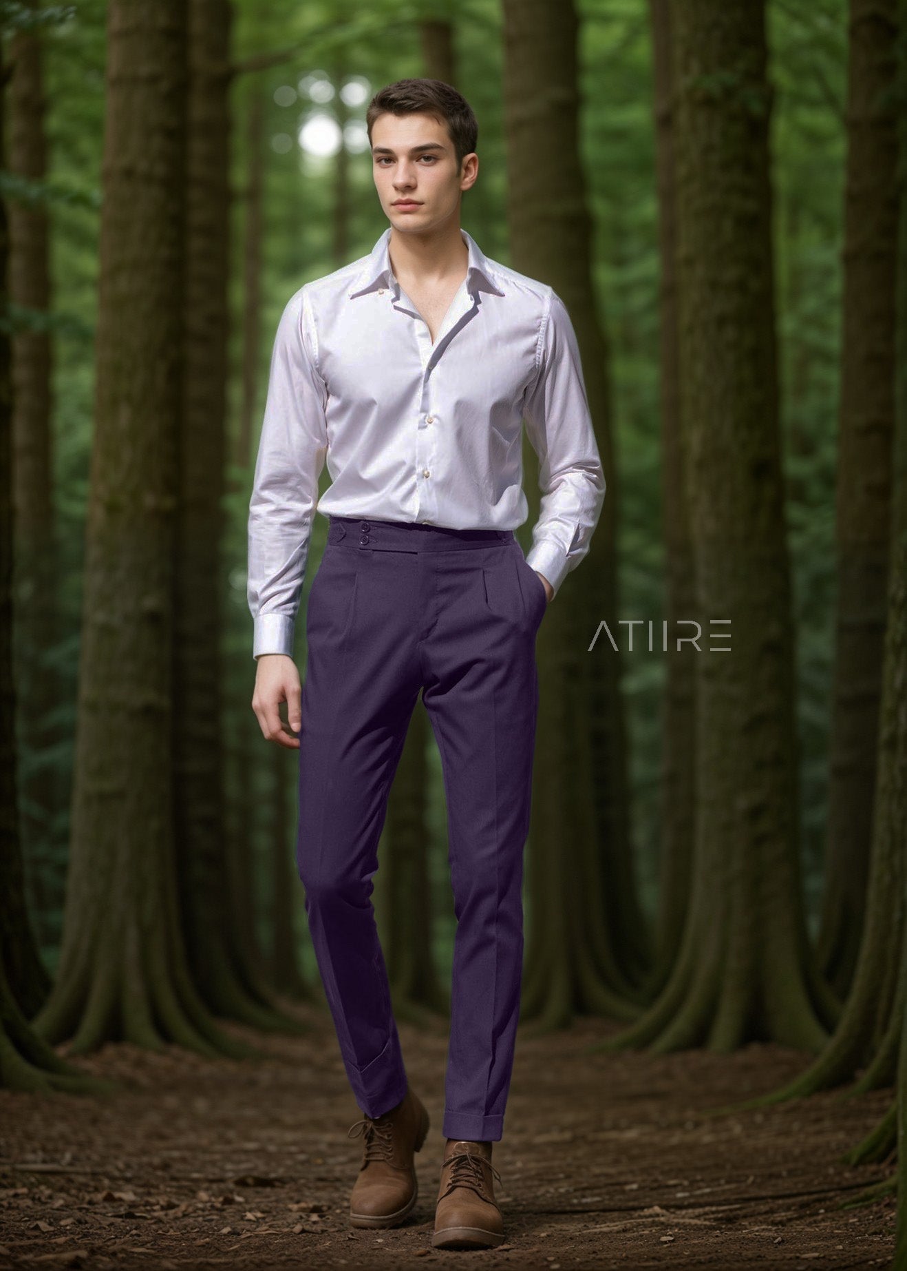 VIOLET GREY SIGNATURE BUTTONED GURKHA PANTS BY ATIIRE