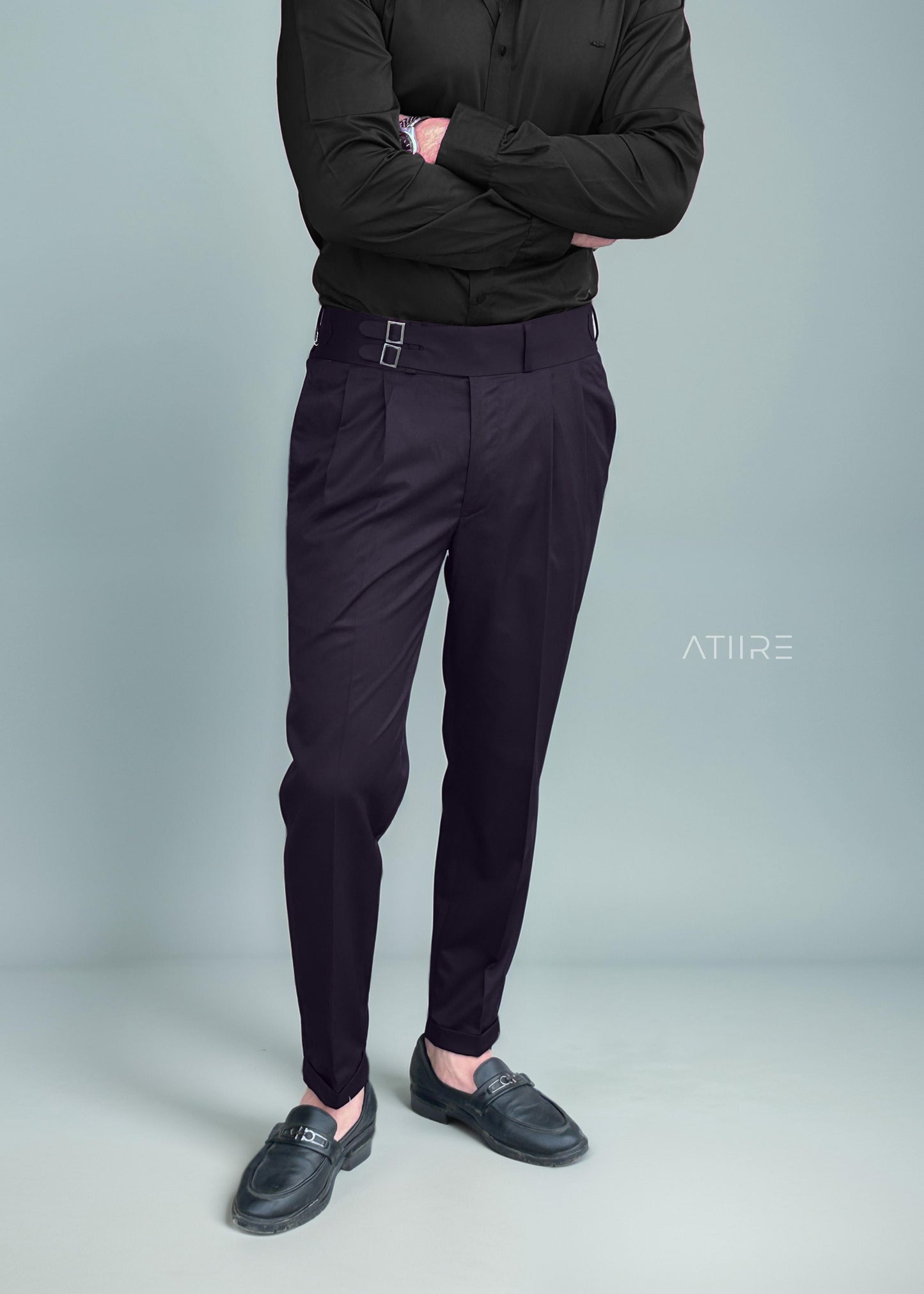 VIOLET DOUBLE PLEATED BUCKLE GURKHA PANTS BY ATIIRE