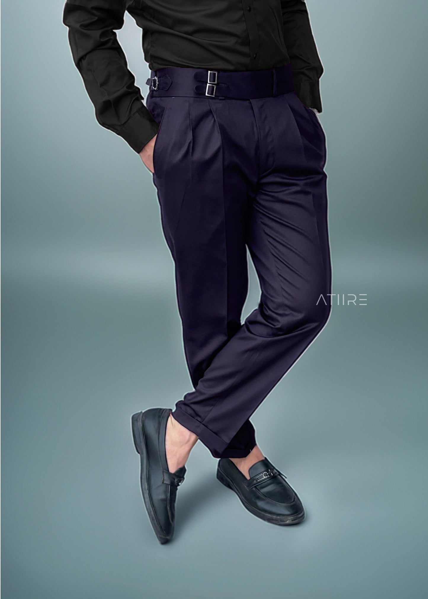 VIOLET DOUBLE PLEATED BUCKLE GURKHA PANTS BY ATIIRE