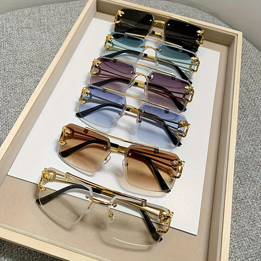 Vintage-Inspired Large Square Rimless Fashion Glasses