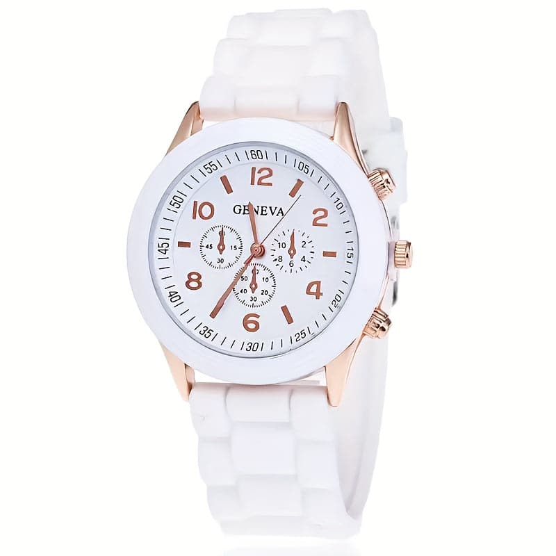 Stylish Round Quartz Watch with Triple Dial & Silicone Band – Unisex Sports Wristwatch