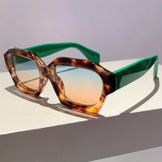 Vintage Square Color Block Sunglasses - Trendy UV Protection Outdoor Fashion Shades