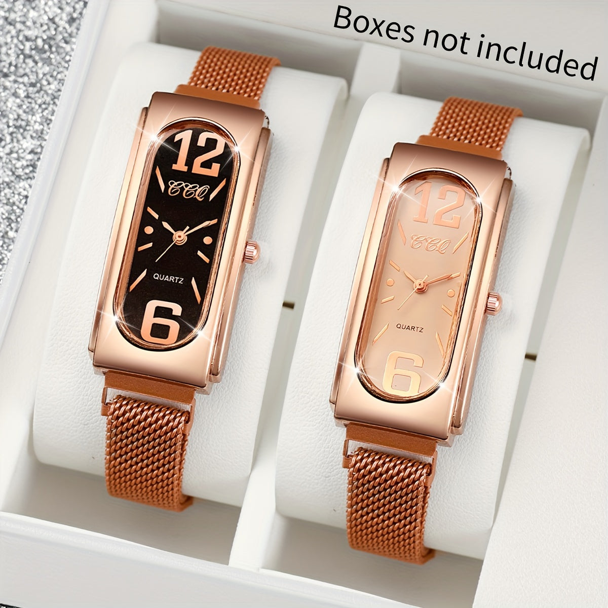 Exquisite Stainless Steel Mesh Band Quartz Watch Set ( 2pcs. set)