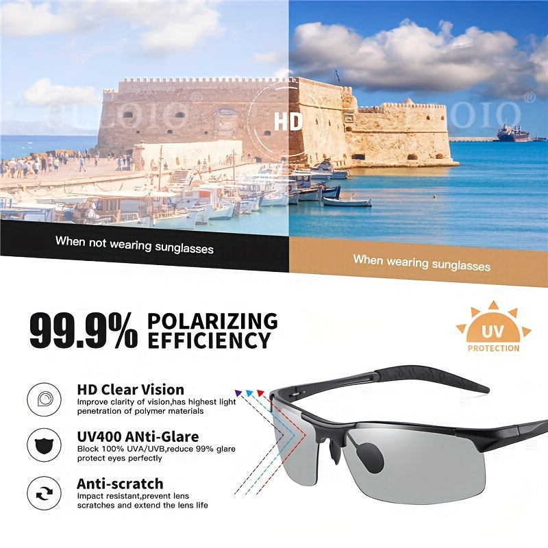 Aluminum Frame Fashion Glasses – Polarized Photochromic Sunglasses