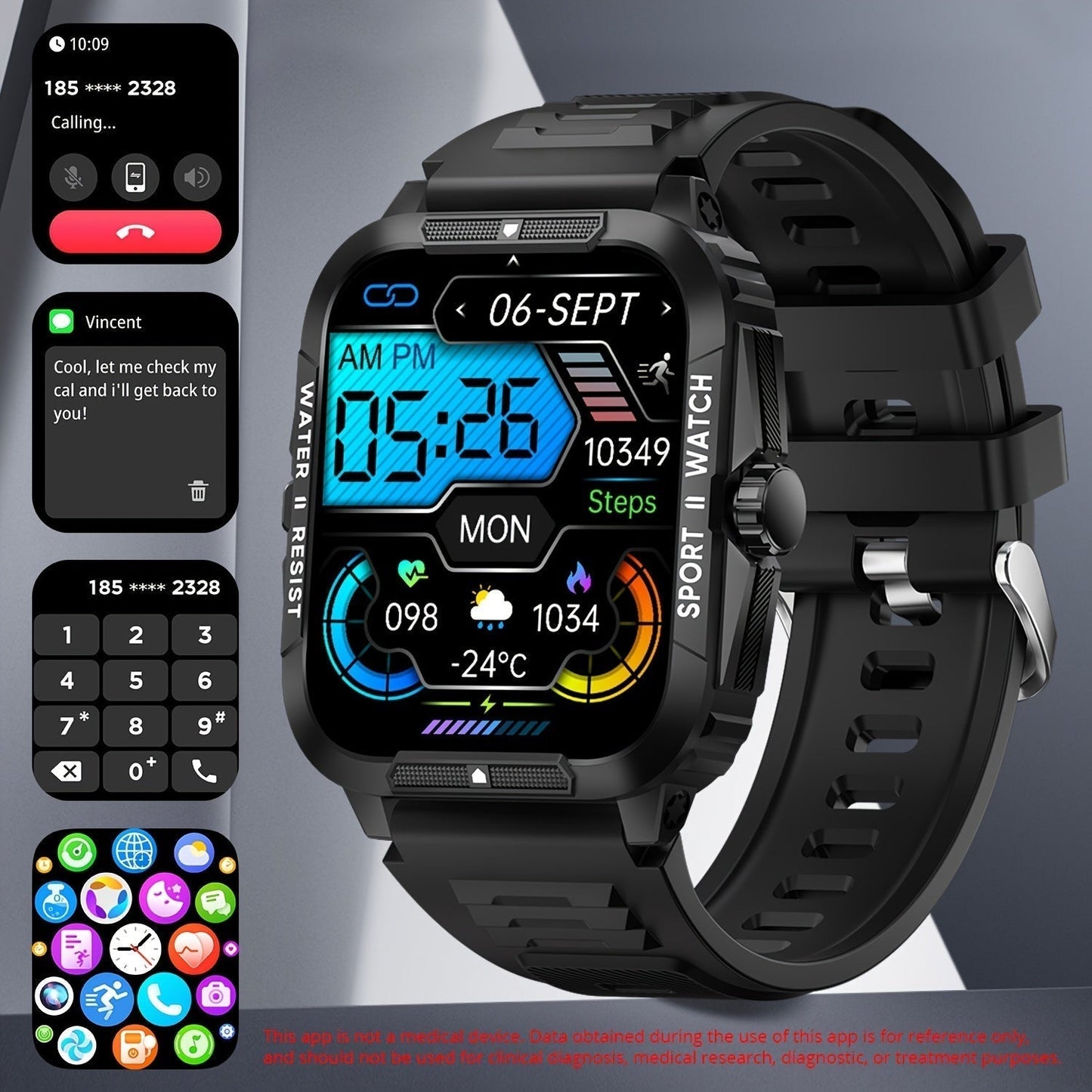 Large 1.96" HD Screen Smartwatch for Men