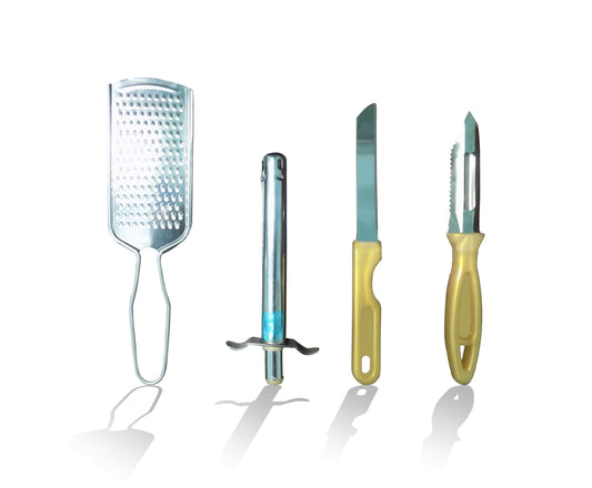 4In1 Combo - Stainless Steel Kitchen Lighter, Knife, Peeler and Smooth Grater 