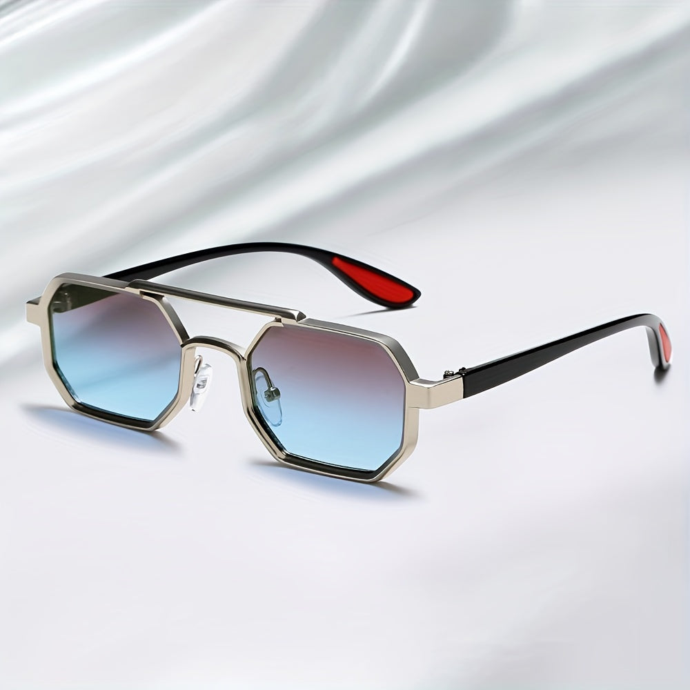 Polygonal Concave Fashion Glasses – Unique Double Bridges Design