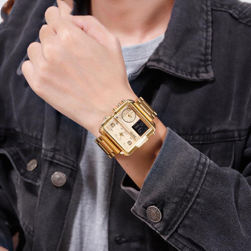Skmei square 3 time Analog Digital 41mm dial watch for Men 1584 Original