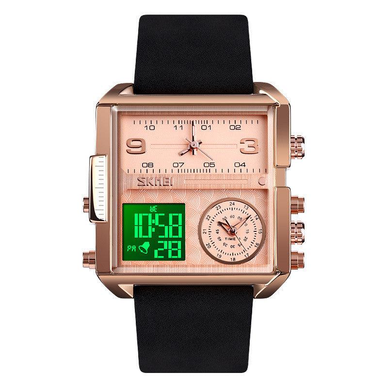 Skmei square 3 time Analog Digital 41mm dial watch for Men 1584 Original