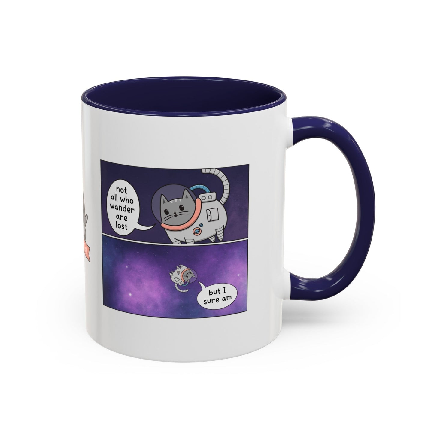 Not All Who Wander Cat Comic Mug