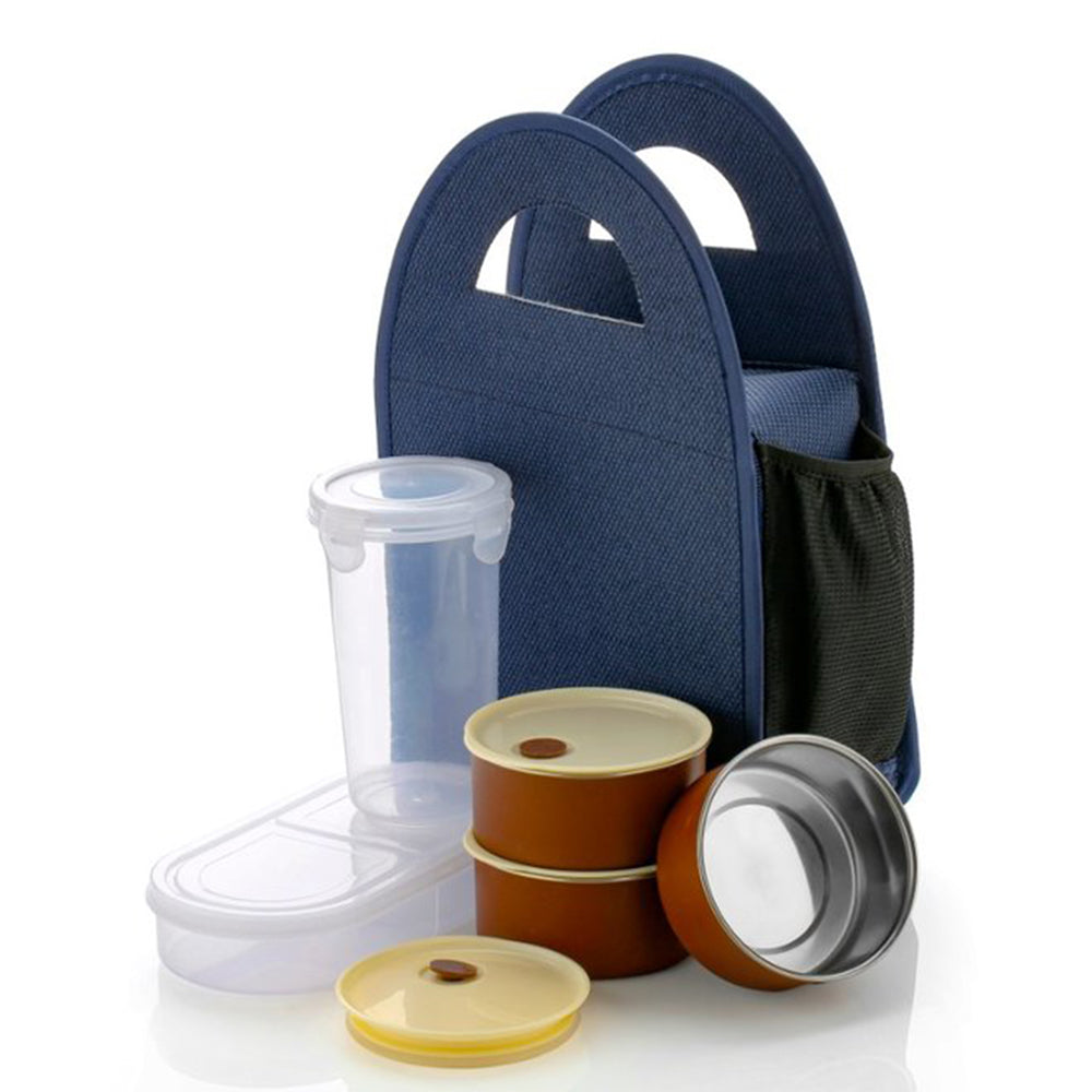 Steel Lunch Box Set (5 pcs, Black) 