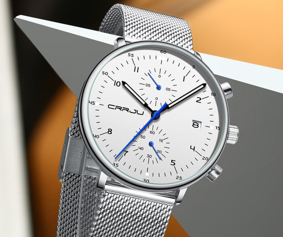 CRRJU Luxury Stainless Steel Quartz calendar watch for men 2278