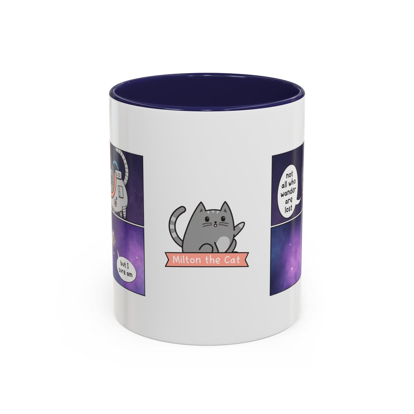 Not All Who Wander Cat Comic Mug