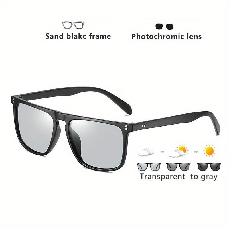 Trendy Classic Photochromic Flat Top Square Glasses – Versatile Eye Protection