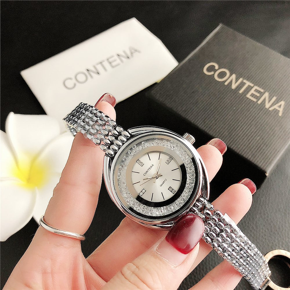 Elegant Women’s Quartz Business Watch – Flowing Diamond Dial