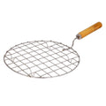 Kitchen Round Stainless Steel Roaster Papad Jali, Barbecue Grill with Wooden Handle 