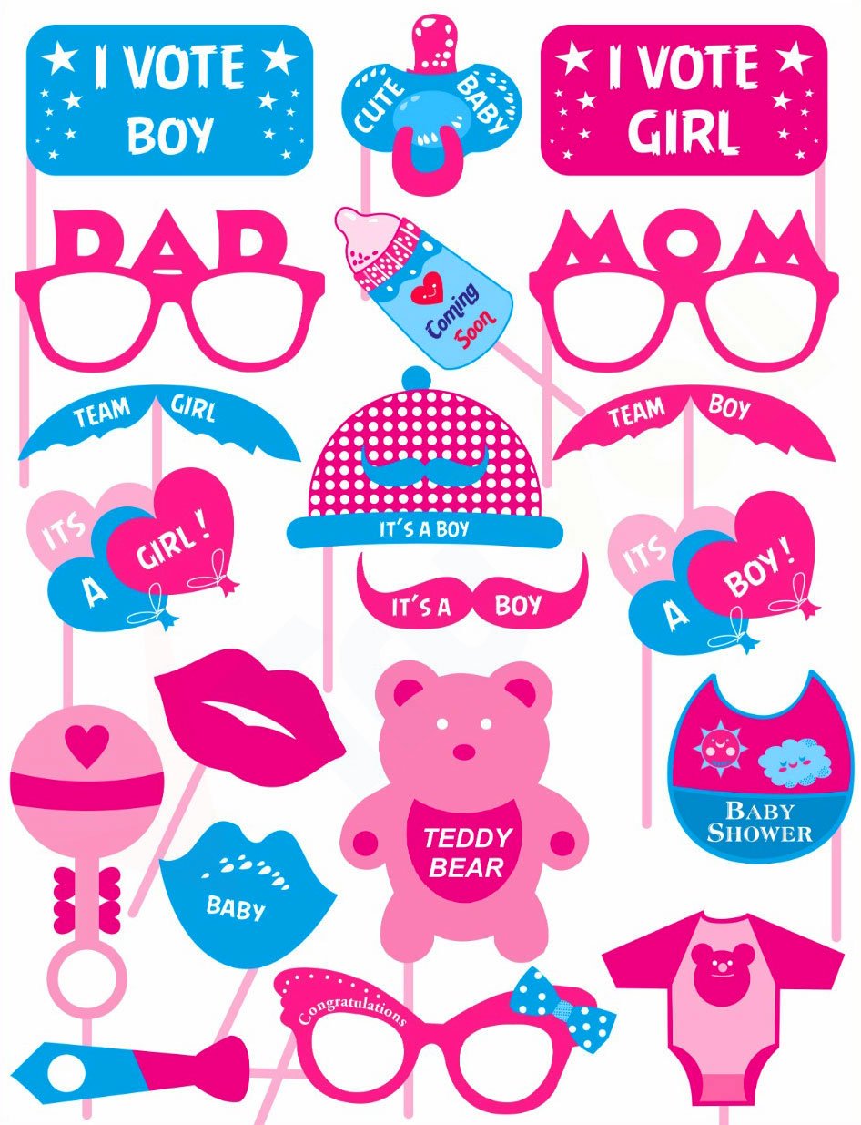 Baby Shower Props for Photoshoot, Photo Booth, Decorations 20 Pcs, Sticks Attached for Mom to Be Shoot, Maternity Shoot, Photography 