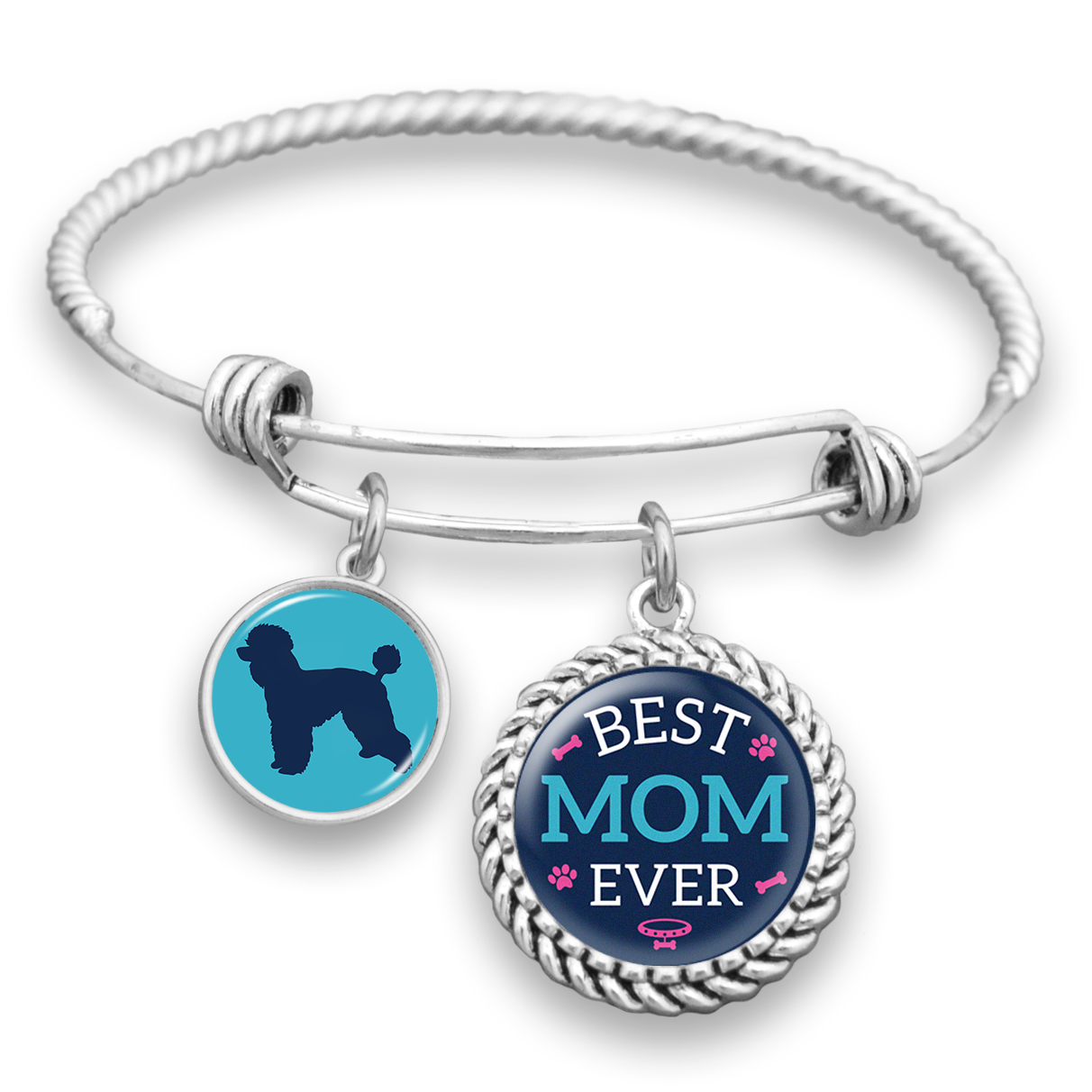 Best Mom Ever Poodle Charm Bracelet