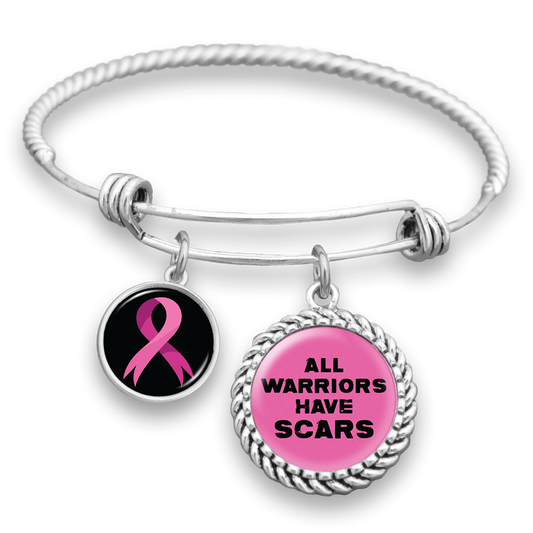 All Warriors Have Scars Breast Cancer Charm Bracelet