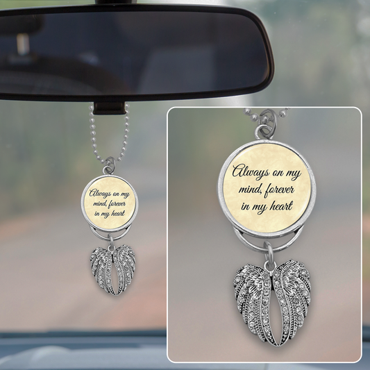 Always On My Mind Angel Wings Rearview Mirror Charm