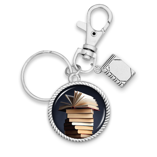Book Stack Charm Key Chain