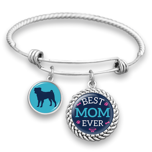 Best Mom Ever Pug Charm Bracelet