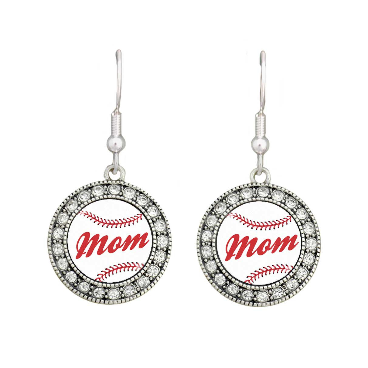 Baseball Mom Crystal Circle Earrings