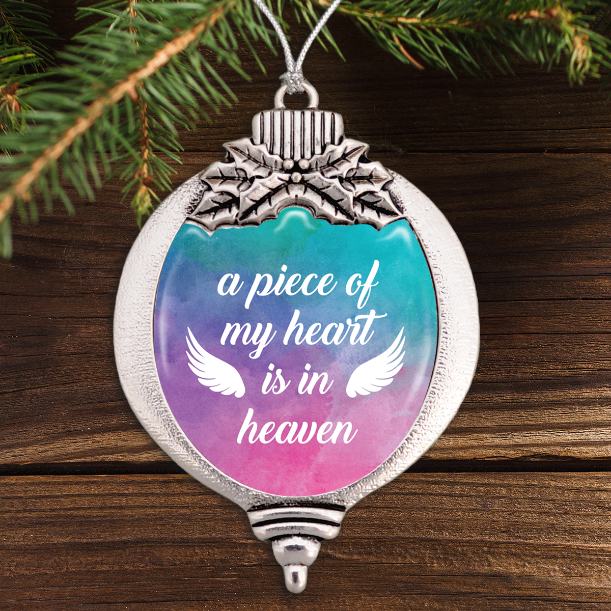 A Piece Of My Heart Is In Heaven Watercolor Bulb Ornament