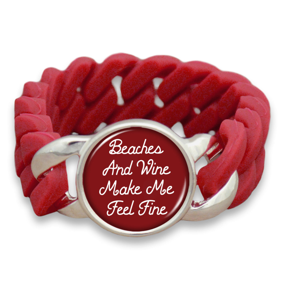 Beaches And Wine Make Me Feel Fine Colored Silicone Stretch Bracelet