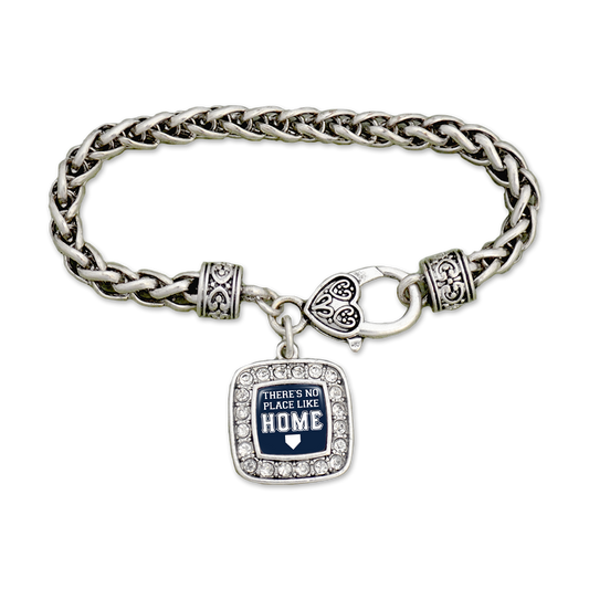 Baseball There's No Place Like Home Silver Braided Bracelet