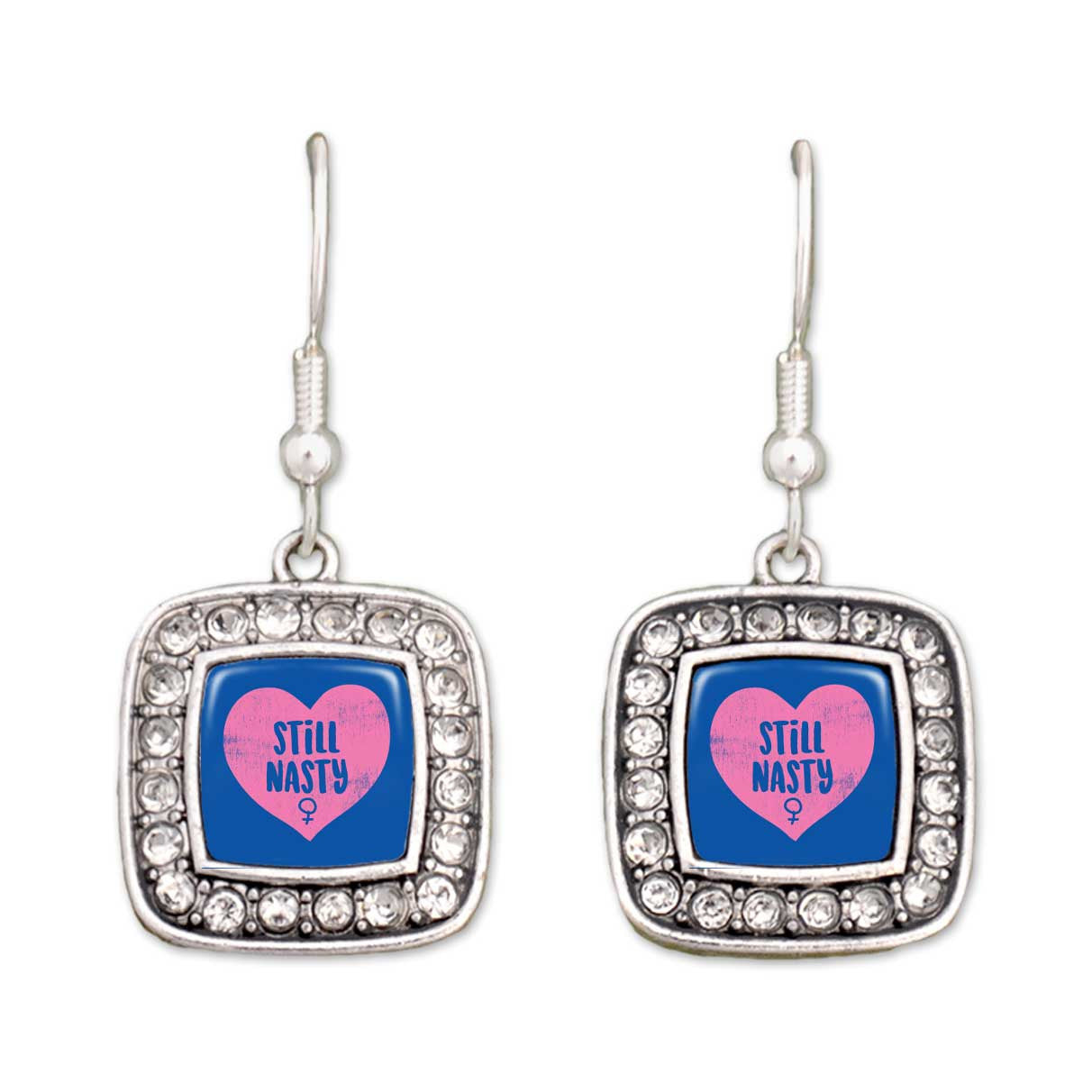"Still Nasty" Crystal Square Earrings