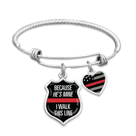 Because He's Mine I Walk This Line Firefighter Charm Bracelet