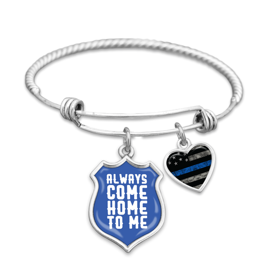 Always Come Home To Me Thin Blue Line Charm Bracelet