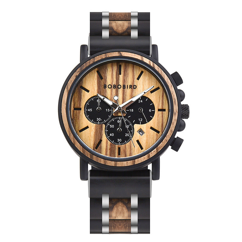 BOBOBIRD Wooden Multi-functional Business Quartz Watch for Men