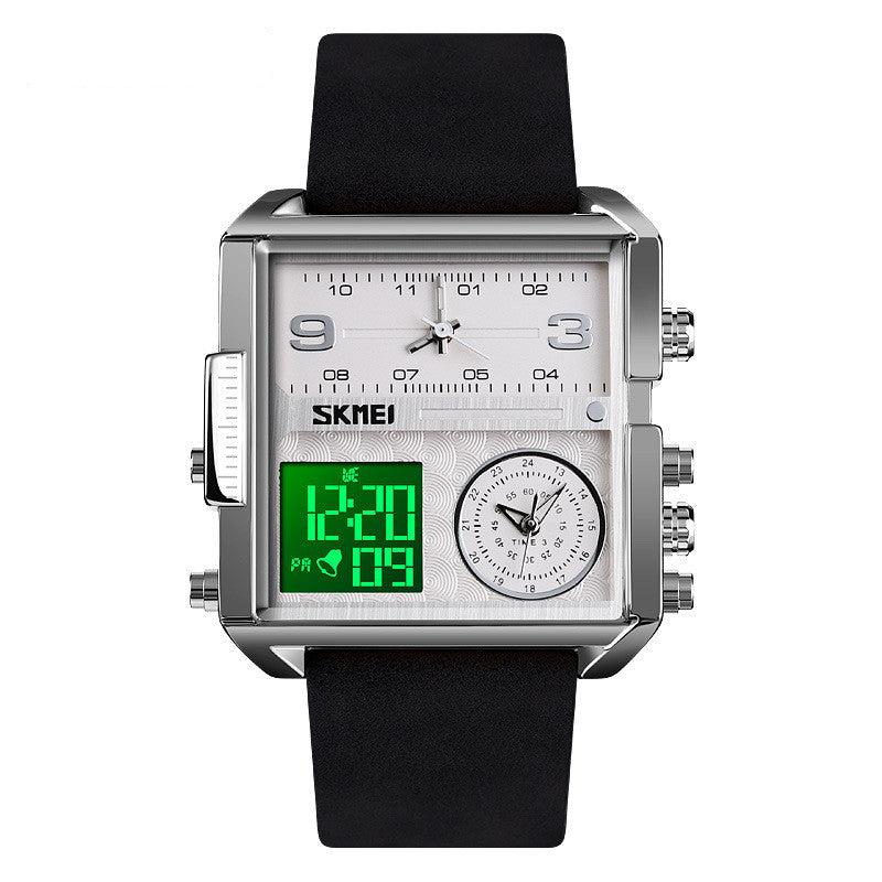 Skmei square 3 time Analog Digital 41mm dial watch for Men 1584 Original