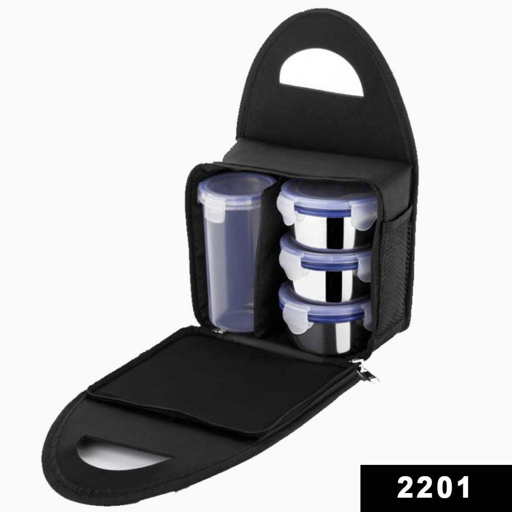 Compact Stainless Steel Airtight Lunch Box Set - 4 pcs (3 Leakproof Containers and 1 Bottle)