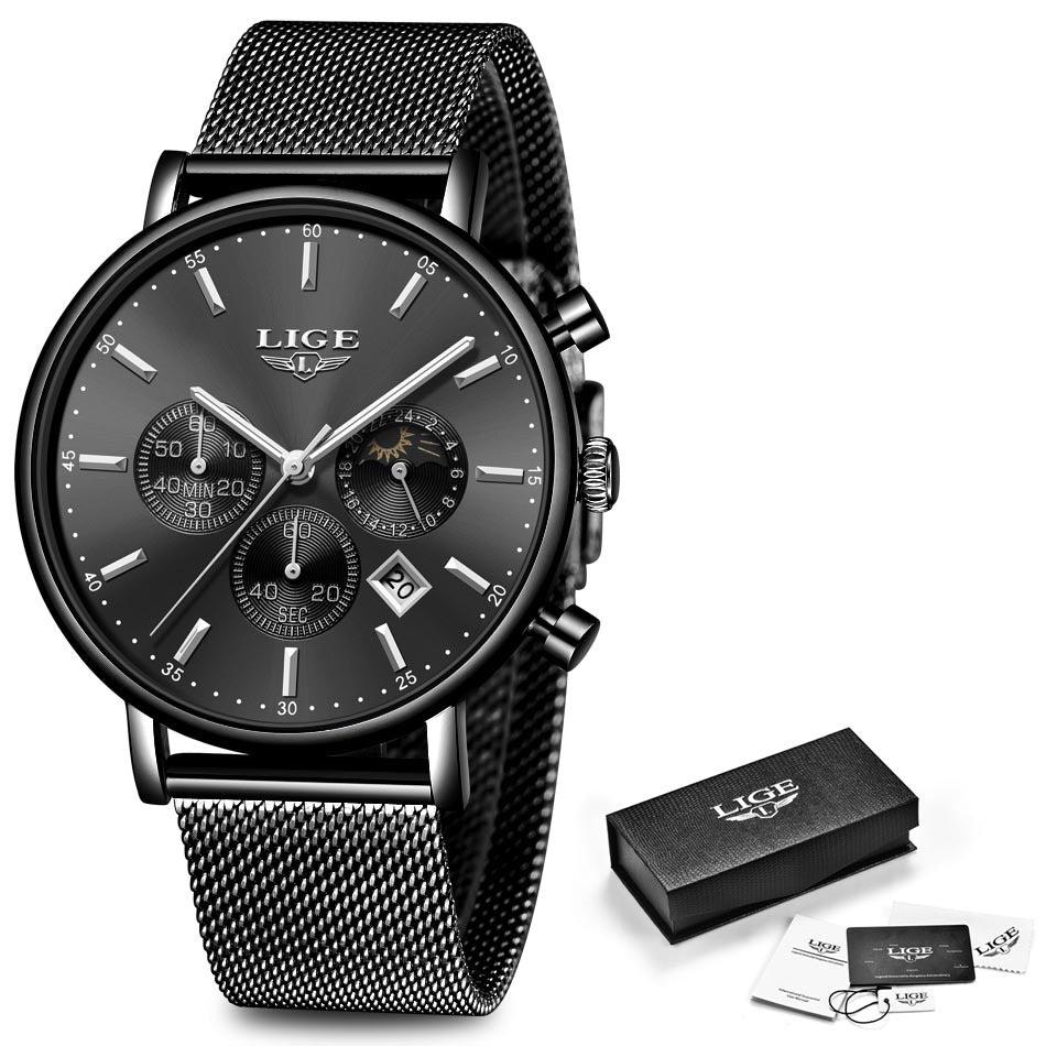 Lige Quartz Watch Analog Business Watch For Men & Women 9894