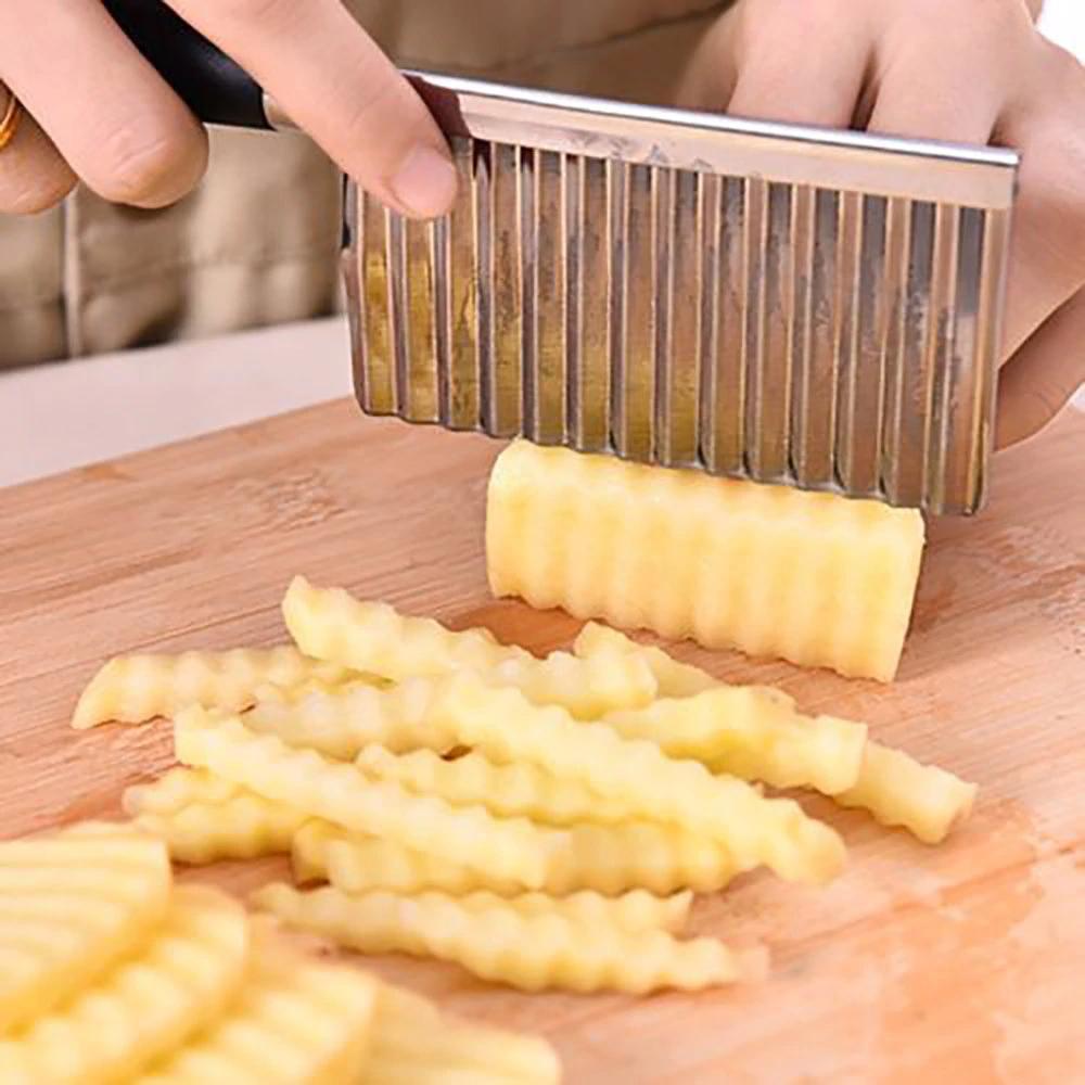 Crinkle Cut Knife Potato Chip Cutter With Wavy Blade French Fry Cutter