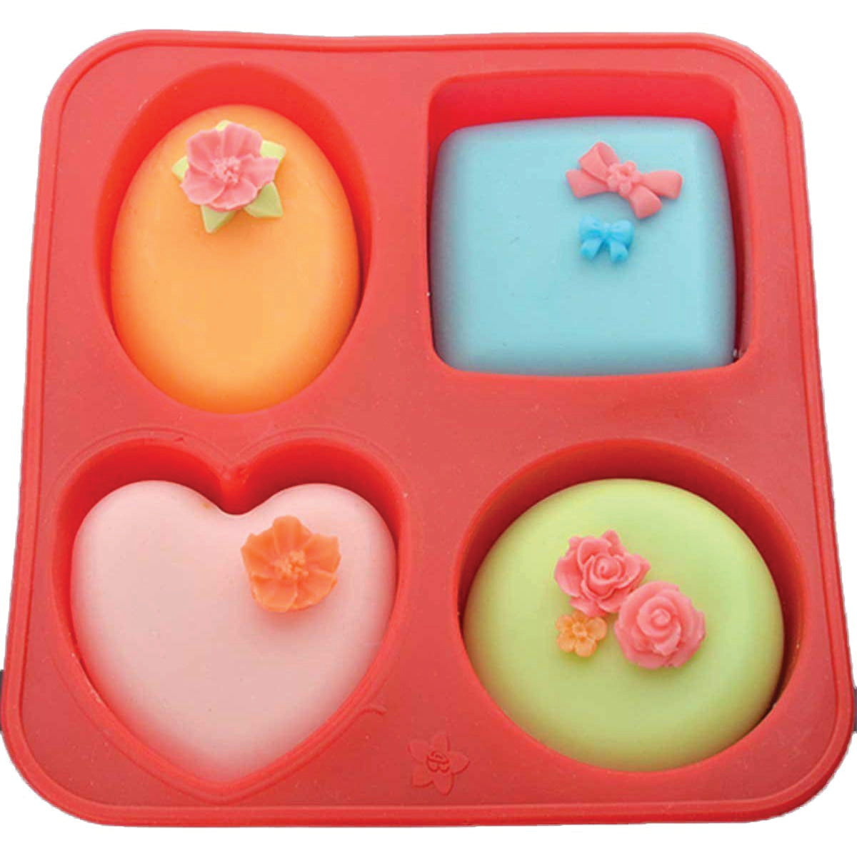Silicone Circle, Square, Oval and Heart Shape Soap And Mini Cake Making Mould 