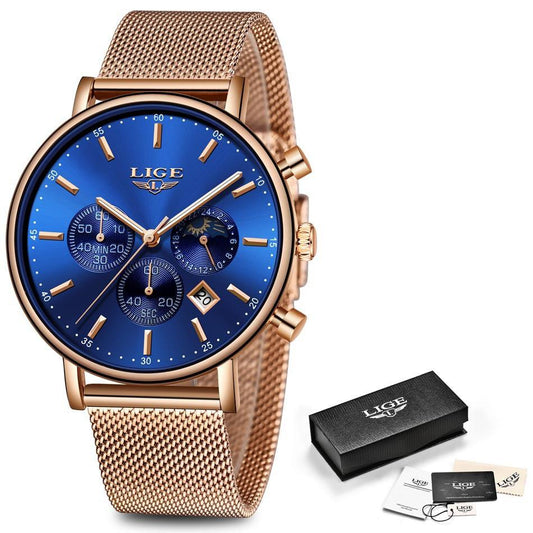 Lige Quartz Watch Analog Business Watch For Men & Women 9894