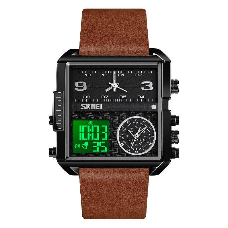 Skmei square 3 time Analog Digital 41mm dial watch for Men 1584 Original
