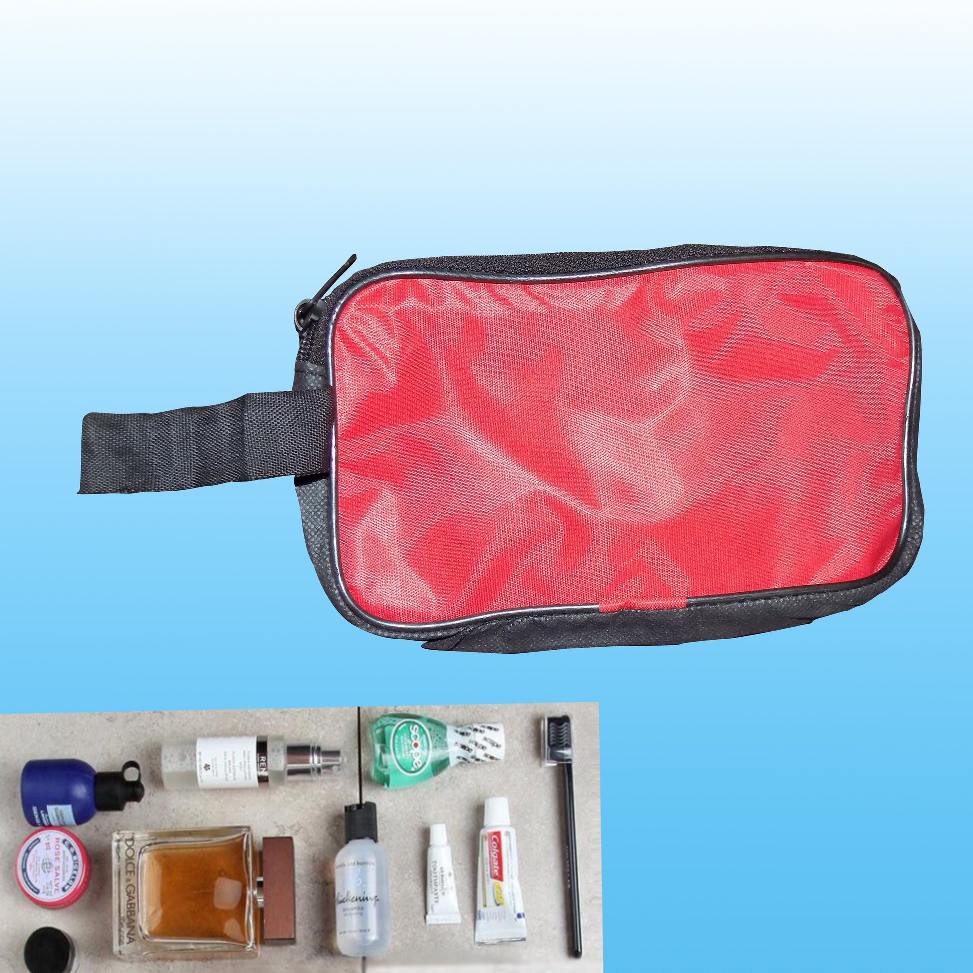 Portable Travel Hand Pouch/Shaving Kit Bag for Multipurpose Use (Red)